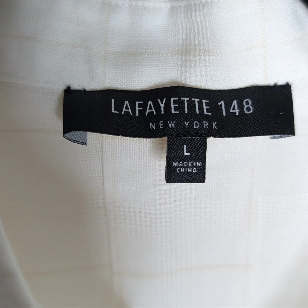 Lafayette 148 New York Ramie Button-Down Blouse | Size L ✨ - Picture 4 of 7